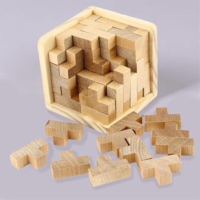 3D WOODEN BRAIN TEASER PUZZLE, T-SHAPE PIECES EDUCATIONAL TOY FOR KIDS AND ADULTS, CHALLENGING LOGIC GAME FOR FAMILY AND CLASSROOM BRAIN TRAINING - Image 4